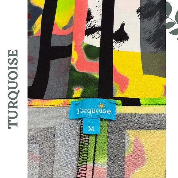 🛍️3/$40 Turquoise Multicolor Modern Art Dress | Graphic Sleeveless Fit | Medium - Picture 7 of 7
